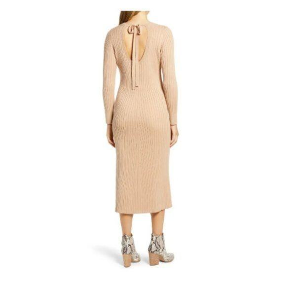 NWT Wayf x BFF Hollie Nordstrom Ribbed Open Back Long Sleeve Sweater Midi Dress - Picture 6 of 16